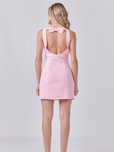 Pastel Pink Cutout Bow Mini Dress