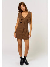 Load image into Gallery viewer, Brown Ribbon Shoulder Dress

