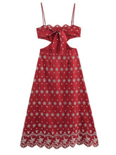 Load image into Gallery viewer, Crimson Embroidered Midi Dress
