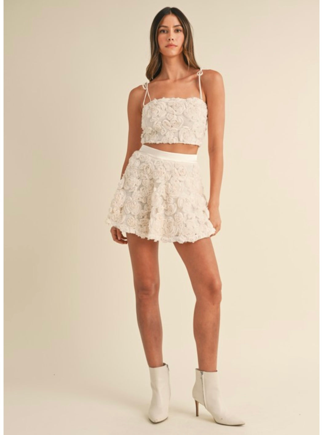 Cream Floral Appliqué Skirt