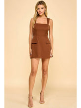 Load image into Gallery viewer, Mocha Square Neck Flap Pocket Dress
