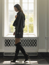 Load image into Gallery viewer, Black Faux Leather Ruched Bomber Jacket
