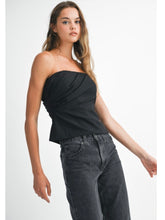 Load image into Gallery viewer, Black Strapless Ruched Top
