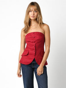 Crimson Linen April Top