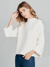 Load image into Gallery viewer, Ivory Ribbed Mock Neck Top
