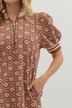 Load image into Gallery viewer, Rust Floral Print Knit Textured Dress
