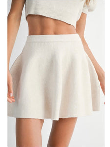 Cream Puff Sleeve Top & Mini Skirt Set