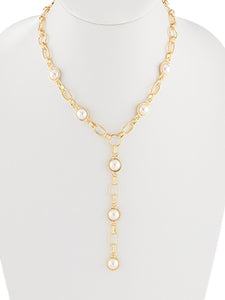 Pearl & Gold Y Necklace