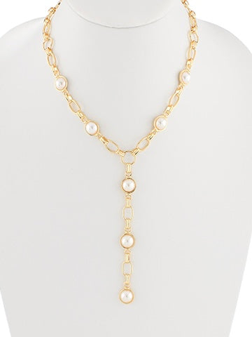 Pearl & Gold Y Necklace