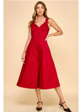 Load image into Gallery viewer, Deep Red Button Front Midi Dress
