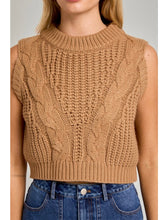 Load image into Gallery viewer, Camel Cable Sleeveless Sweater Top
