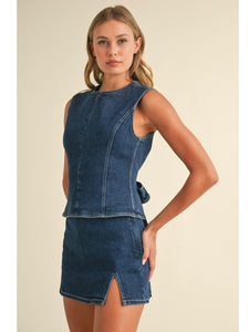 Denim Open Back Top & Skirt Set