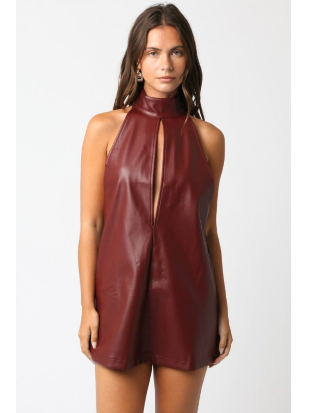 Crimson Faux Leather Kenley Dress