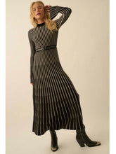 Load image into Gallery viewer, Black Stripe Maxi Sweater Dress
