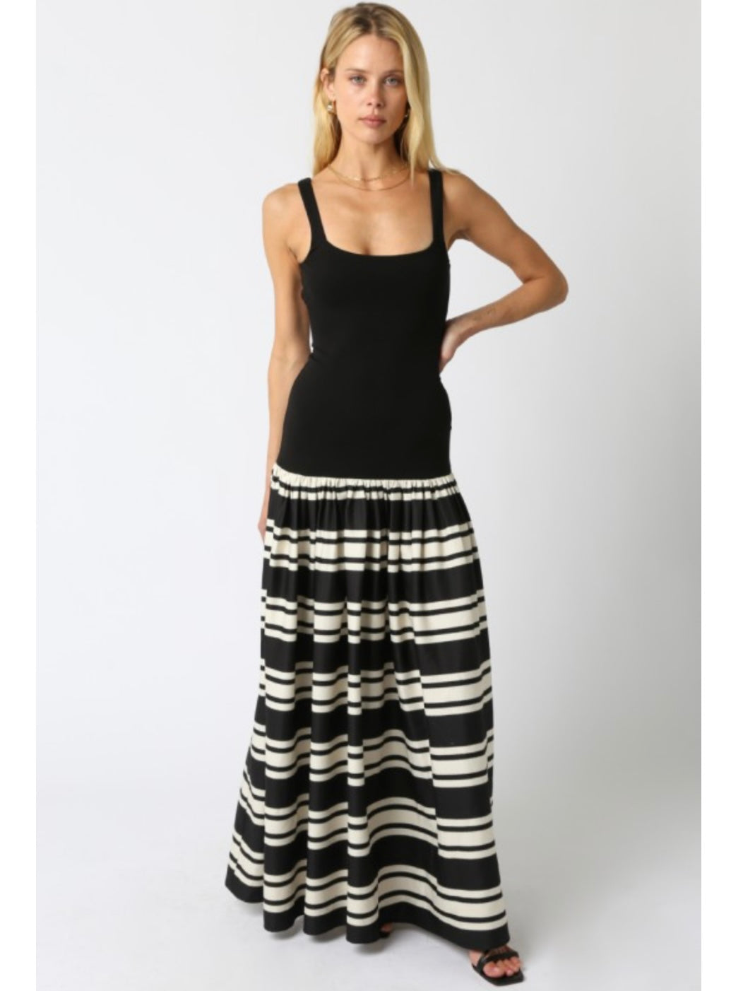 Black & White Stripe Maxi Dress