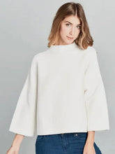 Load image into Gallery viewer, Ivory Ribbed Mock Neck Top

