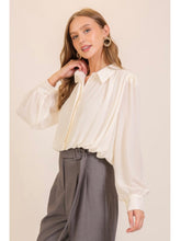 Load image into Gallery viewer, Ivory Bubble Hem Chiffon Blouse

