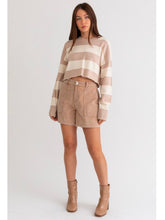 Load image into Gallery viewer, Taupe &amp; Ivory Stripe Sweater
