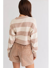 Load image into Gallery viewer, Taupe &amp; Ivory Stripe Sweater
