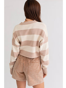 Taupe & Ivory Stripe Sweater