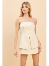 Load image into Gallery viewer, Ivory Strapless Button Mini Dress
