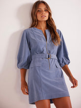 Load image into Gallery viewer, MinkPink Slate Blue Thea Belted Mini Dress
