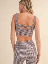 Load image into Gallery viewer, Brown Gingham Ruched Bra Top
