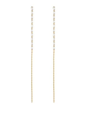 Gold & Clear Baguette Long Earrings