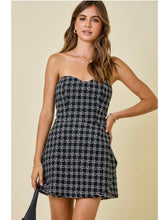 Load image into Gallery viewer, Black Tweed Strapless Dress
