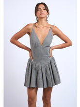 Load image into Gallery viewer, Black Gingham Drop Waist Mini Dress
