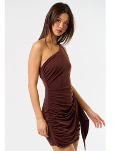 Brown One Shoulder Dress