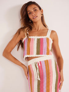 MinkPink Lito Stripe Crochet Top