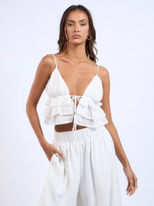 White Ruffle Crop Top