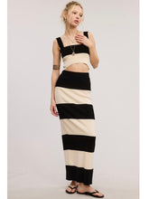 Load image into Gallery viewer, Ivory &amp; Black Stripe Crop Top &amp; Maxi Skirt Set
