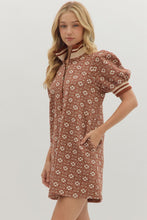 Load image into Gallery viewer, Rust Floral Print Knit Textured Dress
