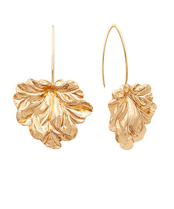 Gold Textured Leaf Earrings