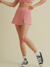 Load image into Gallery viewer, Red Gingham Side Slit Skort
