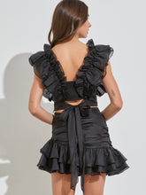Load image into Gallery viewer, Black Ruffle Bow Back Top

