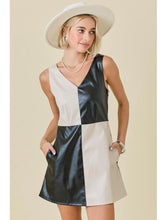 Load image into Gallery viewer, Black &amp; Taupe Colorblock Faux Leather Dress
