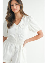 Load image into Gallery viewer, White Embroidered Collared Romper
