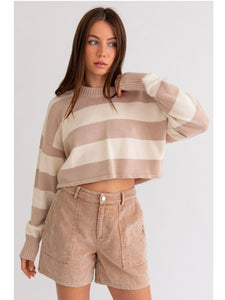 Taupe & Ivory Stripe Sweater