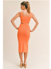 Load image into Gallery viewer, Orange Knit Cutout Midi Dress
