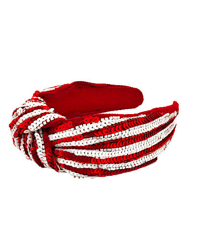 Red & White Sequin Stripe Headband