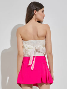 Creamy White Ruffle Strapless Top