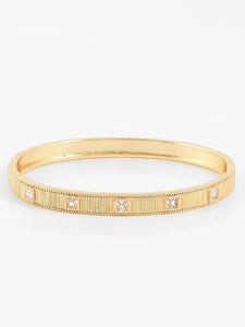 Gold Crystal Station Textured Bracelet