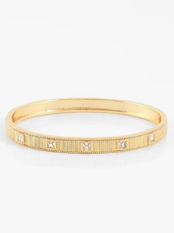 Gold Crystal Station Textured Bracelet
