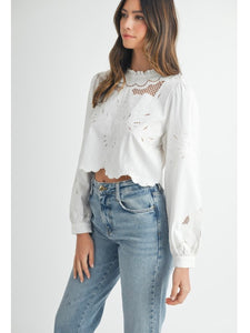 (PREORDER) White Embroidered Top