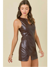 Load image into Gallery viewer, Brown Faux Leather Puzzle Dress
