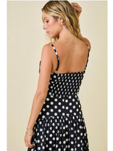 Load image into Gallery viewer, Black &amp; Ivory Polka Dot Crop Top &amp; Midi Skirt Set
