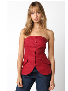 Crimson Linen April Top